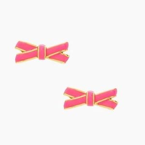 NWOT Kate Spade Double Bow Pink & Gold Earrings